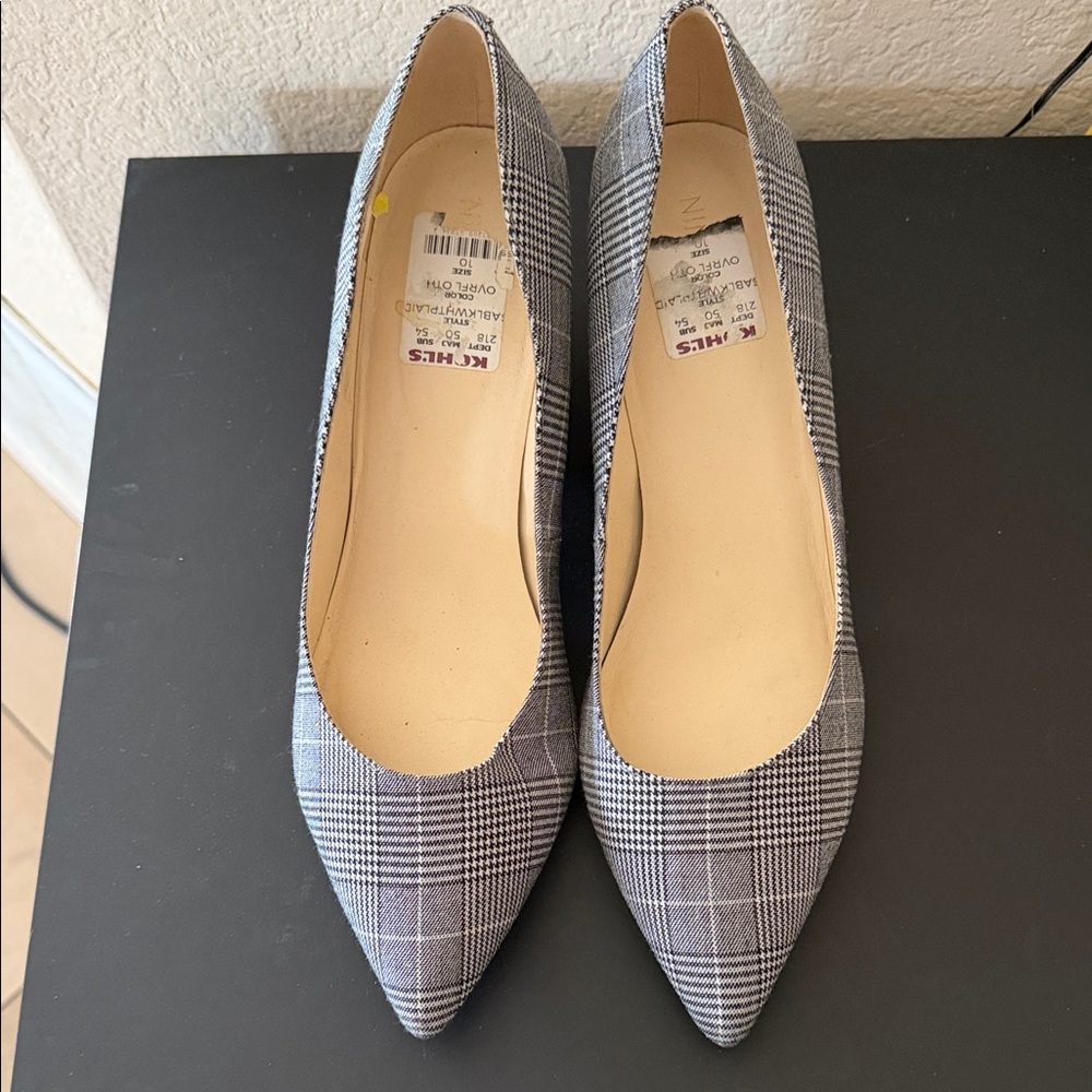 Nine West Black and White Plaid Heels